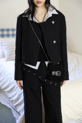 Cotton diagonal tweed jacket