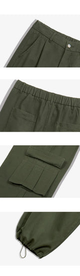 カーゴ ドローストリング ワイド コットン パンツ(khaki)