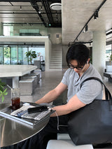 ルックローガンデイリーワッフルヘンリーネックショートスリーブTシャツ