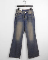 ビズウォッシュデニムロングブーツカットパンツ