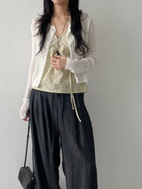 Hachi Shirred Strap Sleeveless Blouse