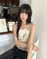 ジェニングスフラワーレースフリルリボンシースルーノースリーブ
