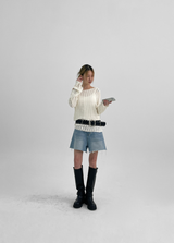 [B-DENIM] カッディングハーフショーツ 043