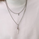Men's two-line necklace stick pendant_CLEF DUAL C STICK B NEC