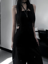 halter strap slit layered one piece (2color)