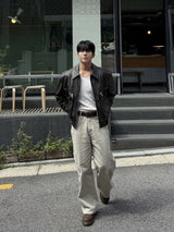 Kai zipper leather jacket