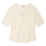 KIRSH PLAIN SLIM FIT HENLEY NECK T-SHIRT - IVORY