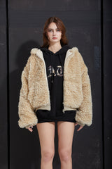 FUR ZIP-UP -BEIGE