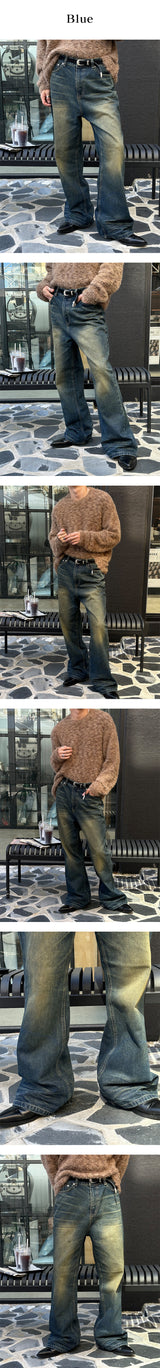 [Unisex] Crack washing flare pants(2color)