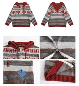 Red Snow Stripe Hooded Knit Zip-Up