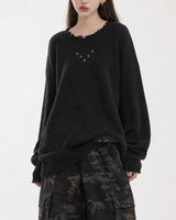 (UNISEX)スタッズ オーバーニット
