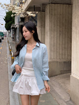 Ribbon Strap Lace Flare Mini Skirt (2color)
