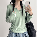 Side Shirring T-shirt💛Jena Snap Shirring Long Sleeve T-shirt (6 colors)