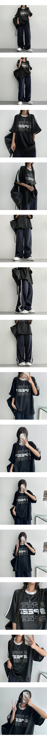 バレットサイドツーラインリボンスウェットパンツ (6 colors)