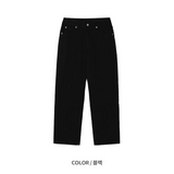 [SET UP가능]コットンセミワイドデニムパンツ(2color)