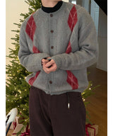 [Unisex] Mohair argyle cardigan(4color)