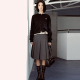 LOW-RISE MIDI PLEAT SKIRT_GRAY