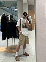レオデジタル The Sun プリントオーバーフィット半袖Tシャツ