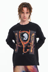 Embryo クロスブラックロングスリーブTシャツ