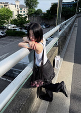 フリンジデニムスカートパンツ
