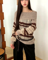 Nia Stripe OffShoulder Oversized Long-Sleeve Knit