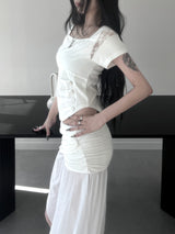 luel lace button short sleeve (2color)