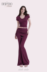 Liiv short-sleeve cap training shirring pants set (TOP)