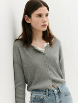 BASIC LINEN CARDIGAN GRAY