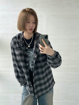 (UNISEX) Brany Flannel Hood Shirt