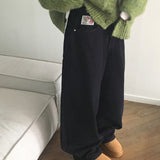 Minty Rose Patch Napping Wide Denim Pants
