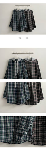 Todon Layered Coloring Hooded Checkered Shirt (2 colors)