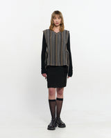 V neck knit Vest _ BROWN