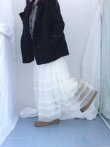 Cloud chiffon frill long skirt