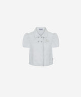 NEWALRIN Emblem Pin tuck Shirt Top