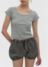 [B-BASIC] クールスタンダードUネッククロップ半袖Tシャツ (2SIZE)
