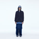 Sserpe Destroyed Cotton Knit Hoodie Zip Up Deep Purple