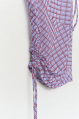(W) Lisky Checked Shirring Top