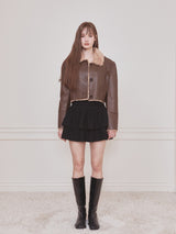 Short reversible leather mustang (Brown)