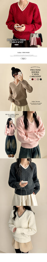 Pure Layered Twisted V-Neck Knitwear