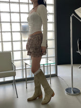 ベージュフラワーフリルスカート&パンツ
