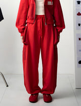 [UPDRAFT]PATCH POCKET COTTON SWEAT PANTS RED for women