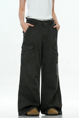 Textured Multi-Pocket Cargo Pants