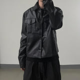 Mark Pocket Short Leather Jacket