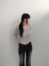 Basic V-neck knitwear (4 colors)