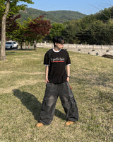 Lace Buckle Wide Cargo Denim