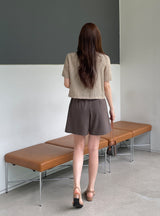 Koren V-neck Linen Short Sleeve Jacket
