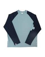 patched raglen t-shirts / sky