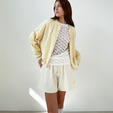 Loose Fit  Round Neck Knit Cardigan _Light Yellow
