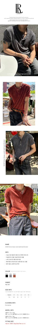 [S/S] Velvet henry neck half knit(3color)