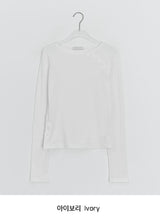 Kanit Diagonal Button Round Long Sleeve Tee